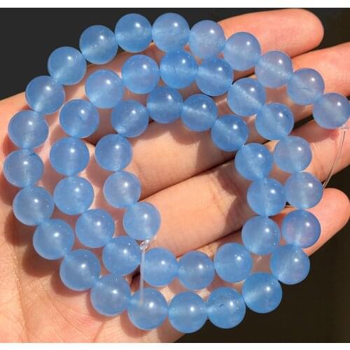 AAA+ Natural Light Blue Jades Round Loose Stone Beads For Jewelry Making 15" 4/6/8/10/12mm Making DIY Bracelet Pendant Necklace