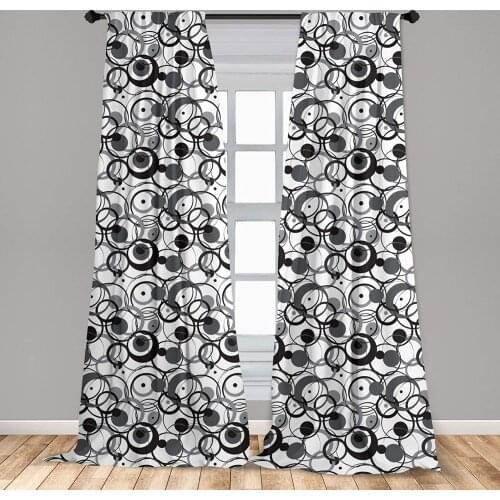Abstract Curtain for Kids Rooms Monochrome Circles Dots Surreal Expressionism Geometric Modern Art Window Drapes
