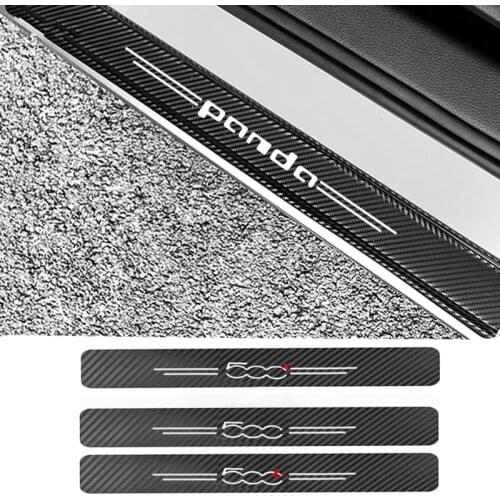 Mutips 4pcs carbon fiber Car sticker for fiat panda 500 500x 500l 500C Door Sills Guards stickers Cover Decoration Accessories