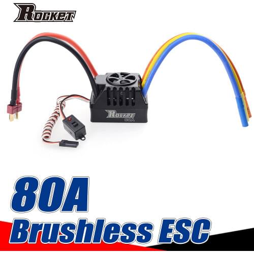 Rocket 80A Brushless ESC Electric Speed Controller Waterproof Sensorless for 1/10 1/8 RC Car 3670 4068 4074 4082 4092 3674 Motor