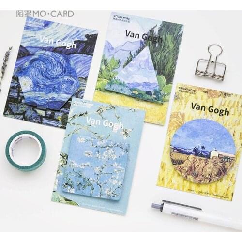 20 sets/1 lot Creative color of Van Gogh Memo Pad Sticky Notes Escolar Papelaria School Supply Bookmark Notepad Label