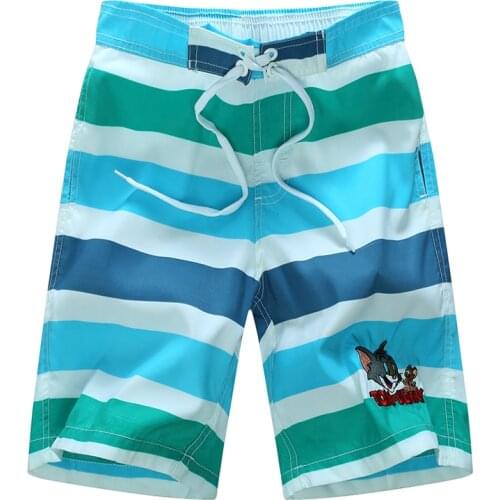 Boys Quick Dry Swim Trunks Colorful Stripe Beach Shorts 1528