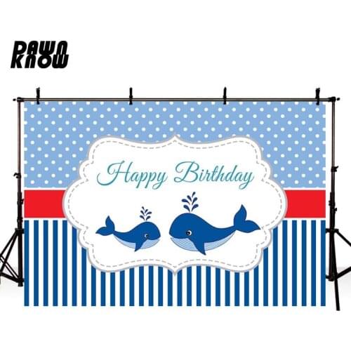DAWNKNOW Cartoon Delphinu Photography Background Photocall Customize Baby Children Birthday Party Backdrop Photo Shoot lv2842