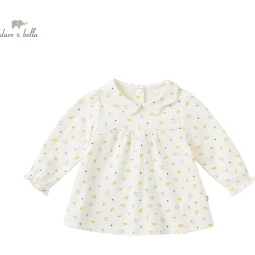 DBM18661 dave bella autumn baby girls cute cartoon print T-shirt children tops kids girl fashion tees
