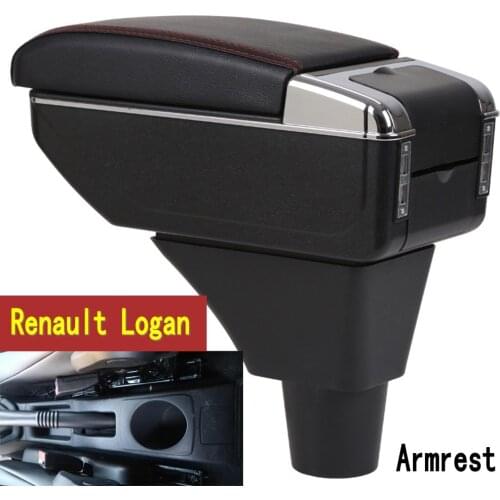 For Renault Logan armrest box central Store content Storage box armrest box with cup holder ashtray USB interface 2017