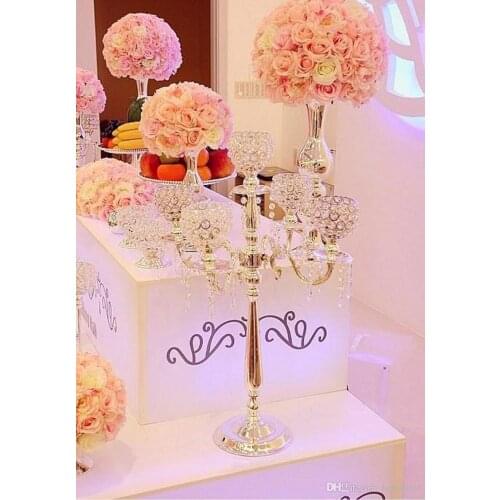 Europe style 76cm Tall wedding candelabra wedding centerpiece 5-arms crystal candle holder Wedding Table Centerpieces Decoration