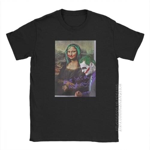 Joker Mona Lisa T-Shirt She Has A Hot Ass Vintage T Shirt Mans Short Sleeved Clothes Birthday Gift Tee Shirt Pure Cotton