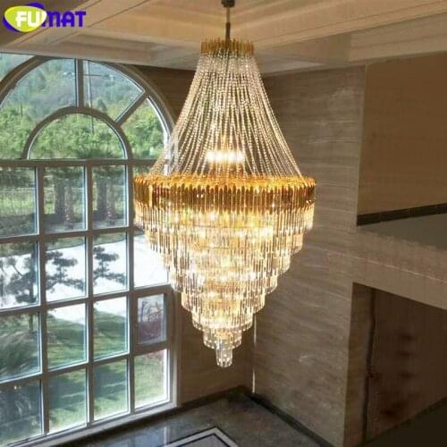 FUMAT Crystal Chandeliers Lights Modern Pendant Ceiling Lamps LED E14 Stair Pendant Lamp Hanging Lighting Fixture Art Hanglampa