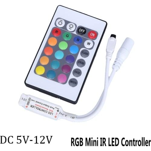 DC 5V 12V 24V 12A RGB IR Remote Mini Controller 24Keys LED Driver Dimmer For 5050/2835/3528/5730/5630/3014 Strip Light