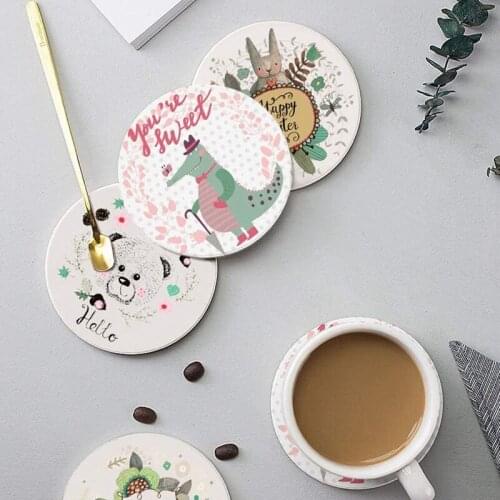 4 Pcs Round Coasters for Drinks Absorbent,Ceramic Coaster with Cork Scratch Protect for Cups and Glasses,Drink Coaster-ABUX