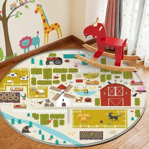 Round Carpet in the childrens room 2021 High Quality Rug Childrens Flannel Carpet Animal Puzzle Game Learn For Baby Play