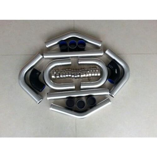 New Performance For 2.25" 57MM Aluminum Universal Intercooler Turbo Pipe Piping black hose 12pcs T-Clamp kits Hot Selling