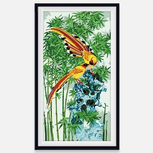 MaHuaf-A557 DIY oil painting by numbers on canvas two birds on bamboo large wall pictures framed wall for the living room 40x50