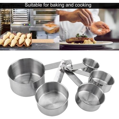 5pcs/ Set Stainless Steel Anti-rust Measuring Cup Spoon Baking Cooking Tool 30ml/30ml/30ml/125ml/250ml