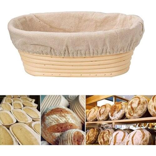 Multifunction Durable Oval Rattan Basket Bread Proofing Dough Fermentation Basket with Cloth Cover Scraper