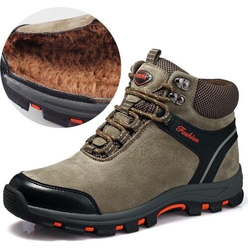 Men Waterproof Hiking Shoes Outdoor Tactical Combat Army Boots High Quality Leather Sneakers Fashion Male Work Shoes Winter