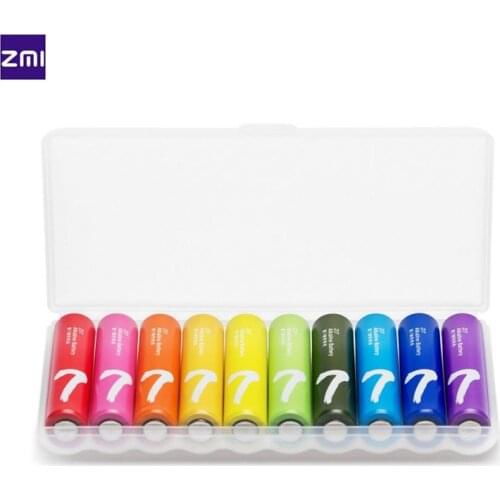 10PCS/Lot XIAOMI ZMI ZI7 AAA lkaline Battery Rainbow Disposable Batteries Kit for Camera Mouse Keyboard Controller Toys