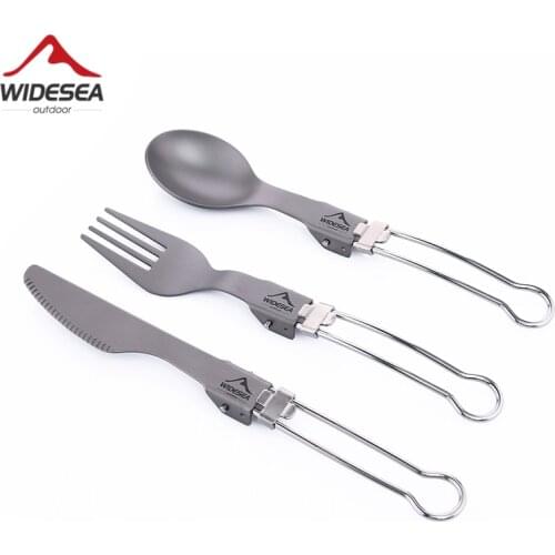 Widesea Titanium Spoon Fork Knife Set Ultralight Camping Tableware Outdoor cooking Equipment Cutlery Cookware Hiking Trekking