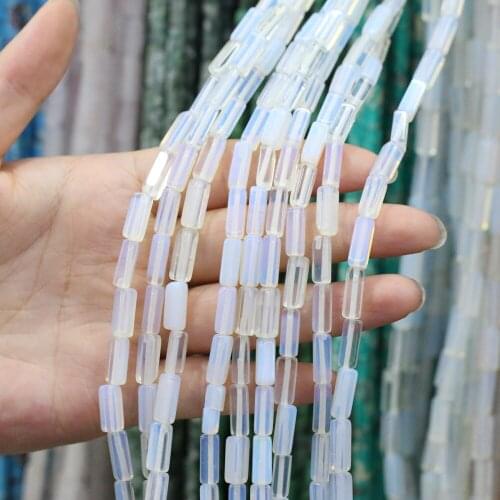 Natural Stone Rectangular Scattered bead agates Egg Stone string Beads for Jewelry Making DIY Necklace Bracelet 4x13mm