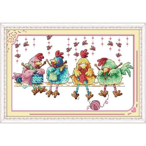 Oneroom Everlasting love Christmas The chicken knitting a sweater Ecological cotton Chinese cross stitch kits stamped