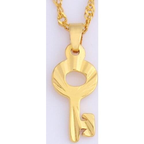 Key Shape Pendant Gold Key Necklace Pendant Jewelry For Party Womens Gift