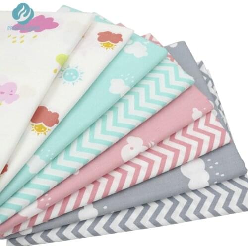 Half a meter 100% Cotton Fabric for Patchwork Quilting Multicolor Sun Cloulds Zig Zag Printed Tissus Telas to Patchwork#F617-3