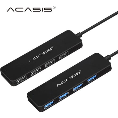 Acasis USB 2.0 3.0 Compact Light weight Portable High Speed USB Hub for Usb 2.0 3.0 USB Splitter r Laptop 4 Ports Adapte