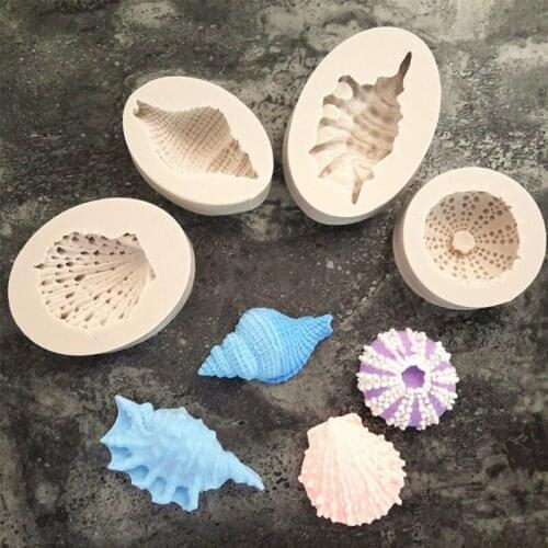 Seashell Silicone Mold Shell Fondant Mold Cupcake Cake Decoration Tool 4pcs/set