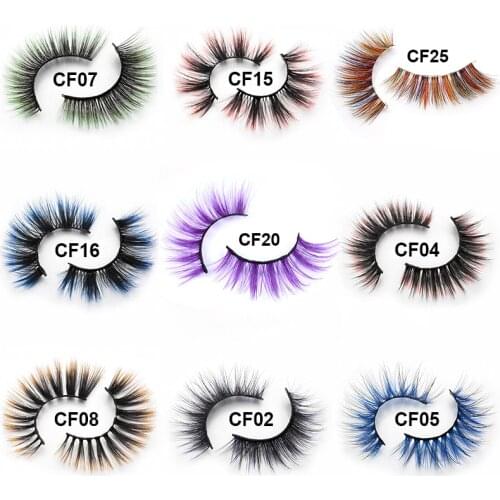 OKAYLASH Natural Mix Silk Colored Eyelashes 3D False Ombre Colors Eye Lashes for Dolls Fluffy Fake Strip Cilias Bulk Vendors