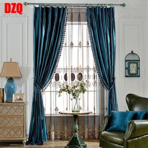 Luxury European thick velvet solid Curtains for living room bedroom blackout window treatment curtainshome decoration