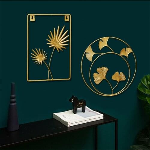 Modern Light Luxury Gold Hollowed Out Wall Hanging Porch Wall Decoration Bedroom Sofa Background Wall Simple Art Hanging