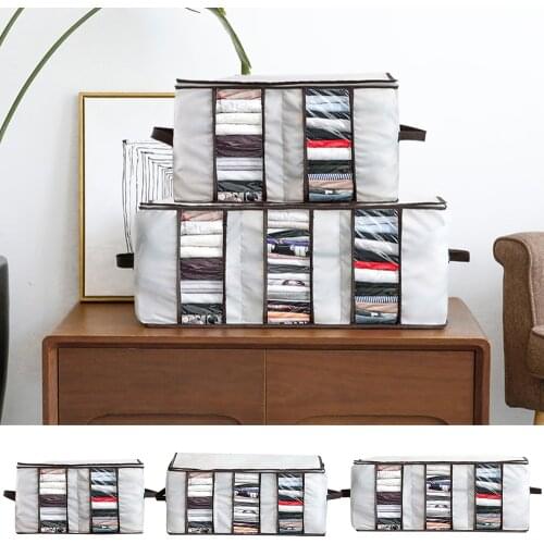 Storage Bag For Clothes Blanket Portable Non-woven Folding Clothes Pillow Quilt Blanket Storage Fabric Folding Holder