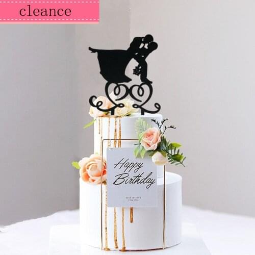 Dancing birde and groom cake topper wedding cake topper black acrylic wedding party decoration supplies