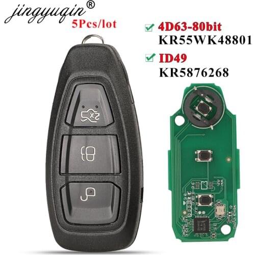 Jingyuqin 5pcs Smart Remote Key For Ford Focus C-Max Mondeo Kuga Fiesta B-Max 433Mhz ID49/ 4D63 80Bit Intelligent Contorol
