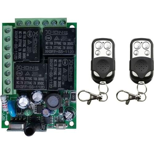 433MHz Universal Wireless Remote AC 220V 4CH rf Relay and Transmitter Remote Garage/LED/Light/Fan/Home appliance Control switch