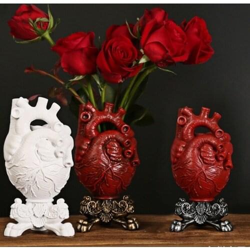 Anatomical Heart Shape Vase Nordic Transparent Dried Flowers Containrs Flower Pot Body Art Vase Sculpture Home Desktop Decor