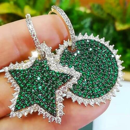 Missvikki Gorgeous Shiny Round Star Drop Earrings for Women Girl Bridal Wedding Fashion Birthday christmas Gift High Quality