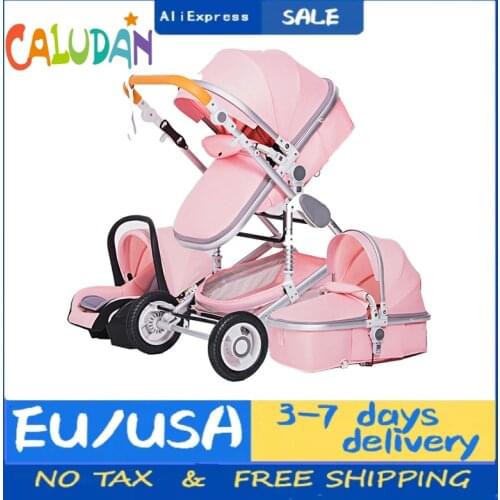 High Landscape Baby Stroller 3 in 1 With Car Seat Pink Stroller Luxury Travel Pram Car seat and Stroller Baby Carrier Pushchair