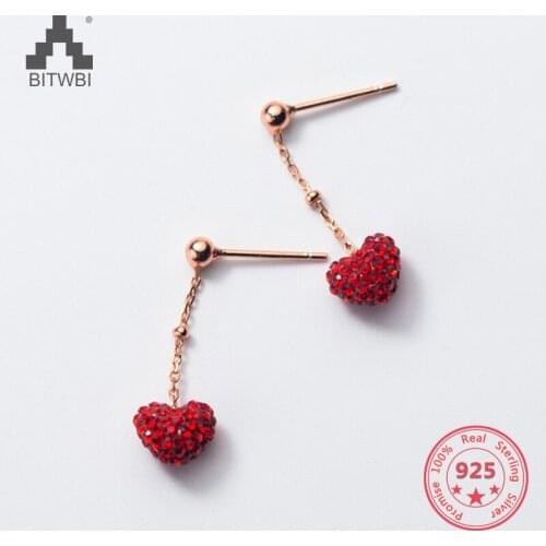 Japanese Korean Style 2019 Woman Fashion Earrings 925 Silver Jewelry Charm Heart Eardrop Zircon Holiday Gift