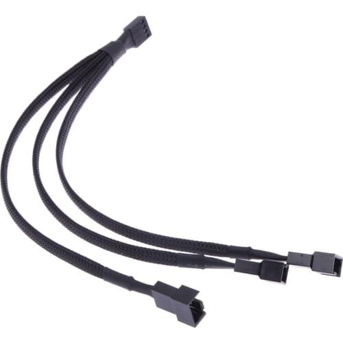 1/3/5 Pcs 4pin 1 to 3 Ways Extender Cable PWM Fan Splitter Black Sleeved Extension Cable for CPU or Computer Case Fan
