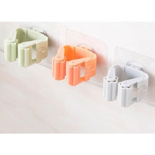 1 Pcs Wall Mounted Mop Holder Brush Broom Hanger Storage Rack Kitchen Organizer with Mounted Accessory Hanging Cleaning Tools