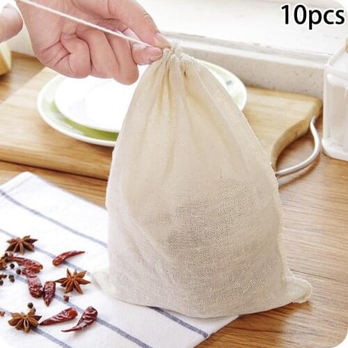 10PCS Tea Infusers Tea Bags With String Filter Paper For Herb Loose Tea Bag Filter Residue Bag 26*20cm Cotton Linen