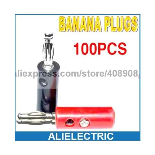 100pcs 50 PCS red +50PCS black Banana Plug to Binding Post Speaker Amplifiers