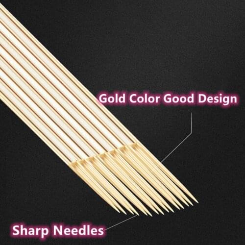 200pcs Microblading 15 Pins Permanent Makeup Eyebrow & Lips Tattoo 3D Embroidery Double Row Needles Manual Pen Blades