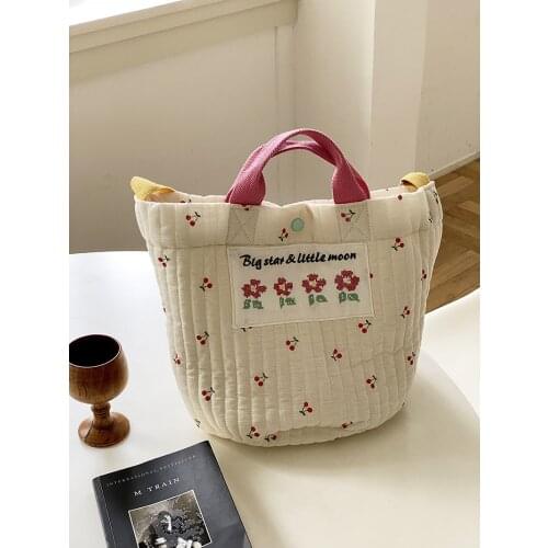 2021 Lunchbag Keep Warm Simple Shopping Travel High Capacity Casual New Type Canvas Handbag Bright Large-Capacity Economical