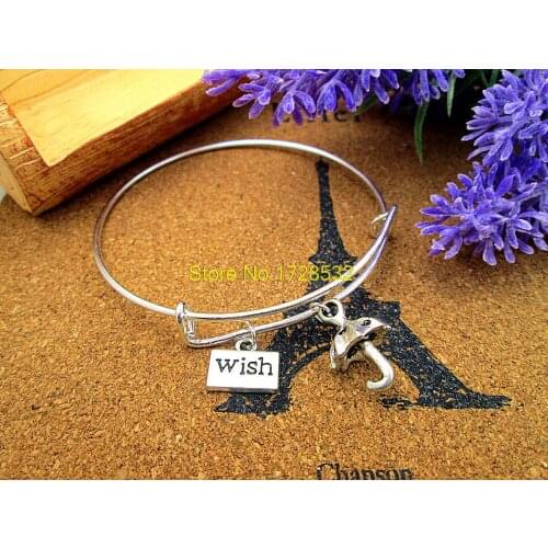 3pcs/lot Hot sale diameter 65mm bracelets bangles silver bangle with wish &3D Umbrella jewelry for women