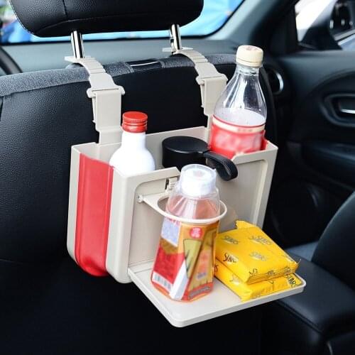 Car Seat Back Organizer Case Drink Mount Cup Holder Snacks Tray Backseat Storage Box ABS