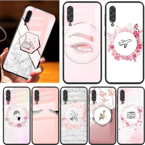 Pink Eyelash Print For Samsung Note 20 10 9 8 Ultra Lite Plus 5G A70 A50 A40 A30 A20 A10 Tempered Glass Phone Case