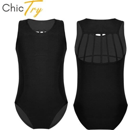 ChicTry Kids Teens Sleeveless Professional Ballet Leotard Girls Gymnastics Leotard Gym Sports Bodysuit Children Girls Dance Wear