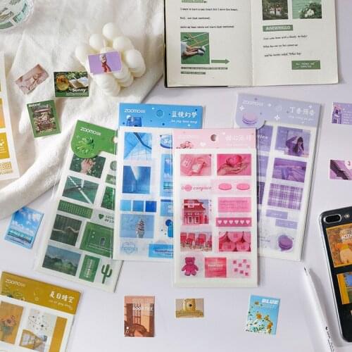 6pcs/set Cartoon Blue Butterfly Decorative Stickers DIY Hand Account Notebook Photo Album Mark Cute Planner Student Stationery